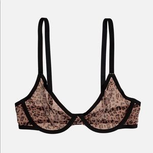 34B CUUP the plunge leapord mesh bra